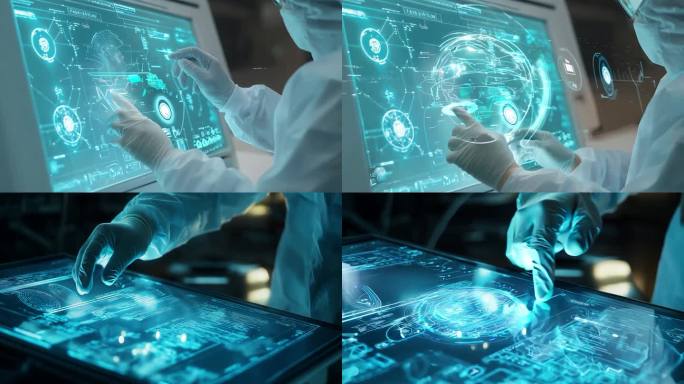 医学医疗科研人员操作大屏幕