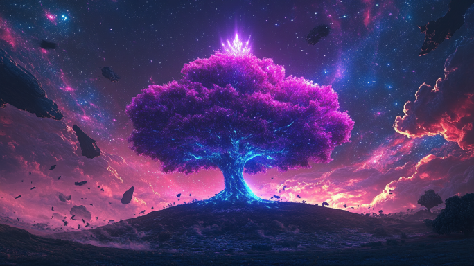 唯美浪漫梦幻水晶树 全息场景背景视频
