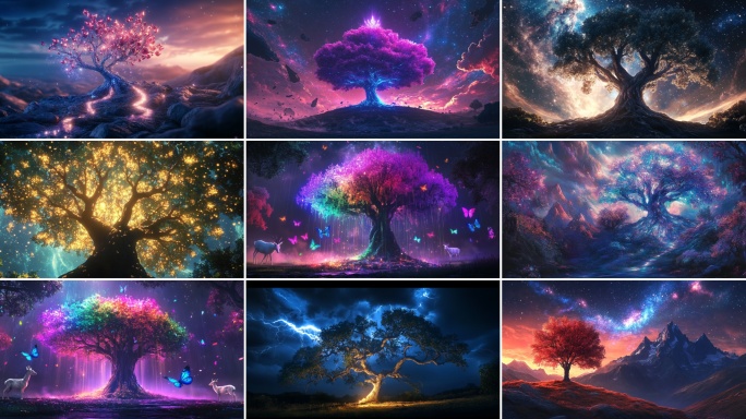 唯美浪漫梦幻水晶树 全息场景背景视频