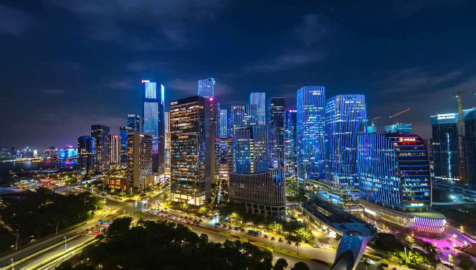 大湾区深圳前海建筑航拍繁华夜景精彩灯光秀