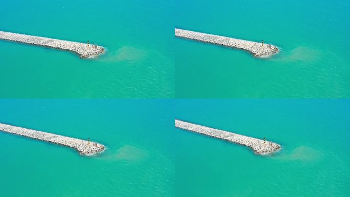 海洋礁石灯塔航拍