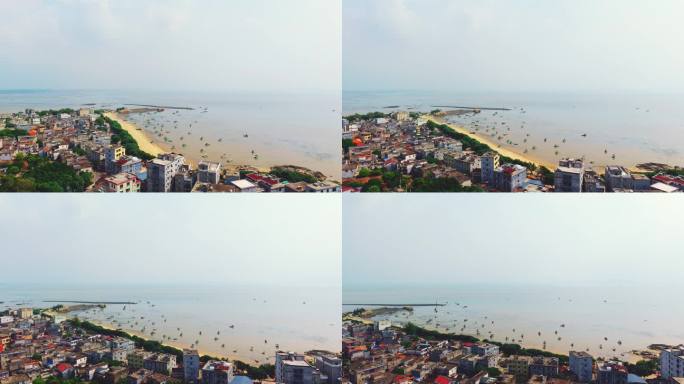 高空俯冲航拍钦州三娘湾白海豚雕像