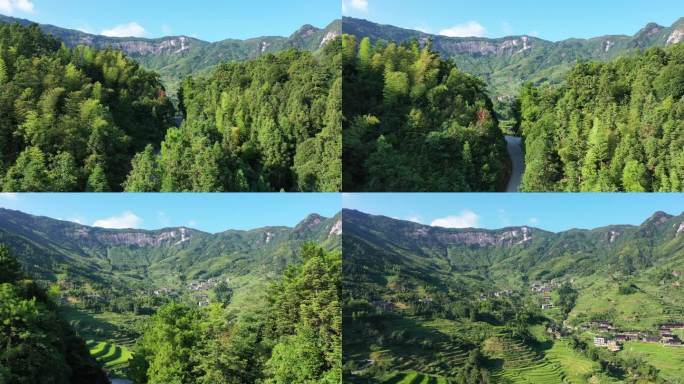 航拍湖南邵阳隆回虎形山花瑶景区风光