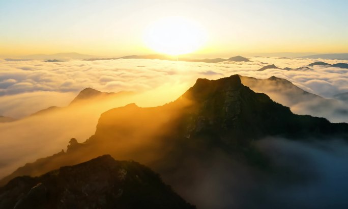 泰山云海日出航拍风景