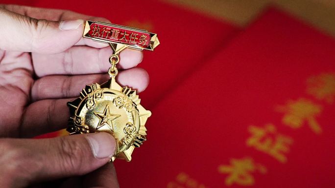 用手抚摸军功章(纪念章、奖章)合集