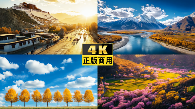 西部美丽自然风光雪山草原航拍延时