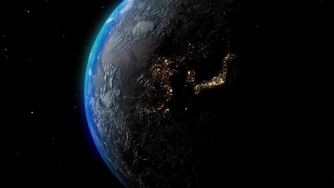 【4K】地球中国地图日转夜影视级