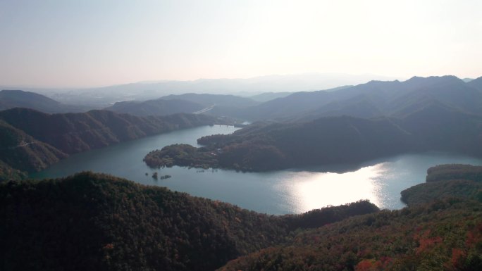 冬日石门湖日落