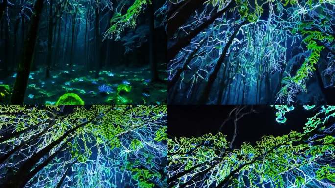 夜晚的荧光森林