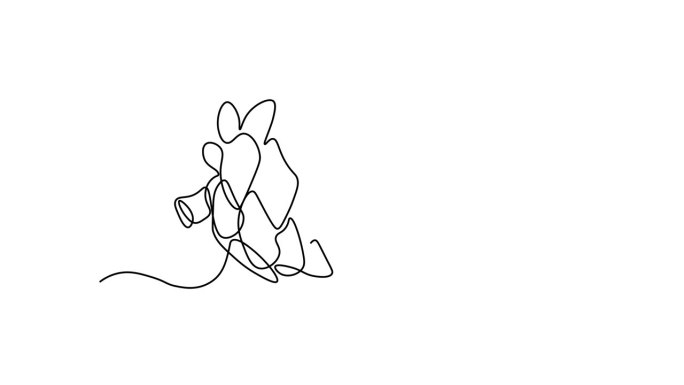 抽象的雪松球。自我绘制动画，一笔连续线条绘制，标志。