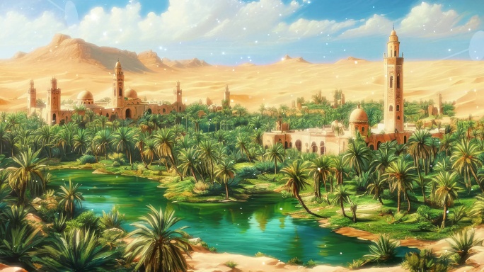 活动宽屏k阿尔及利亚贝尼哈玛德的沙漠绿