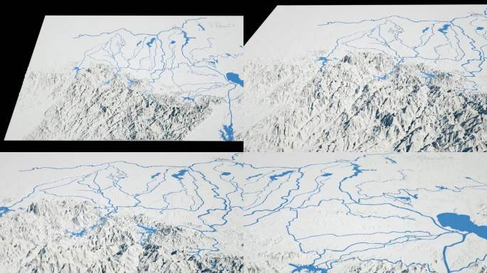 巢湖流域地图模型带高程水系贴图
