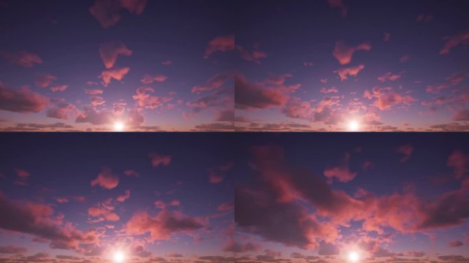 3D渲染。体验云层上空宁静日落的惊人美丽，自然在黄昏时分展现出迷人的色彩和宁静的氛围，创造出一幅理想