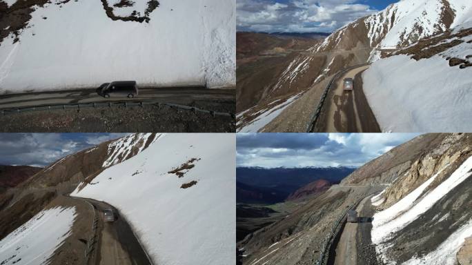 边坝到丁青垭口雪山航拍跟车