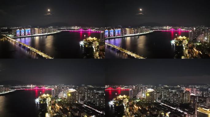 夜景 清远 江边 两岸 北江