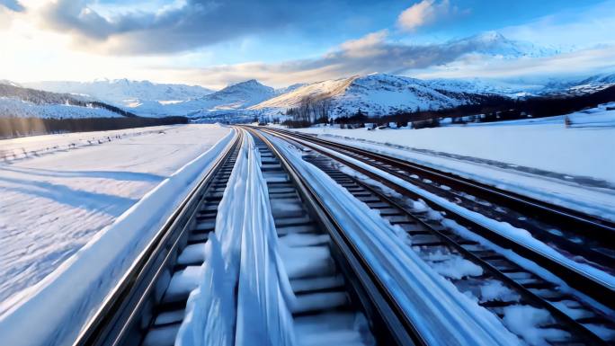 高铁列车司机行驶第一视角铁路轨道交通建设