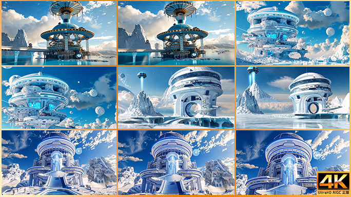 白色未来世界建筑 科幻风格电影世界片头