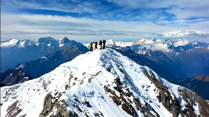 登山运动员攀登雪山