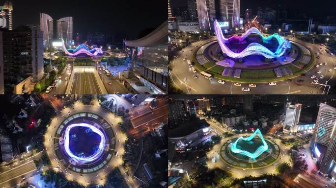 （延时+实拍）武汉光谷夜景航拍延时