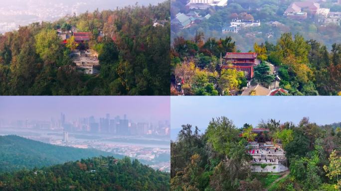 4k长沙岳麓山云麓宫秋景航拍