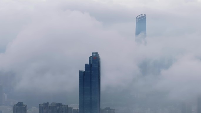 中国武汉两江四岸城市地标风光