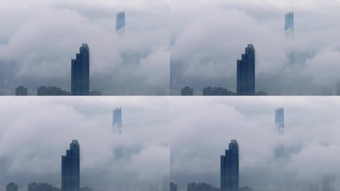 中国武汉两江四岸城市地标风光