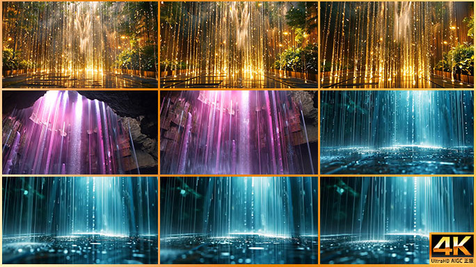 合集 超现实幻想雨水下落数字空间片头背景