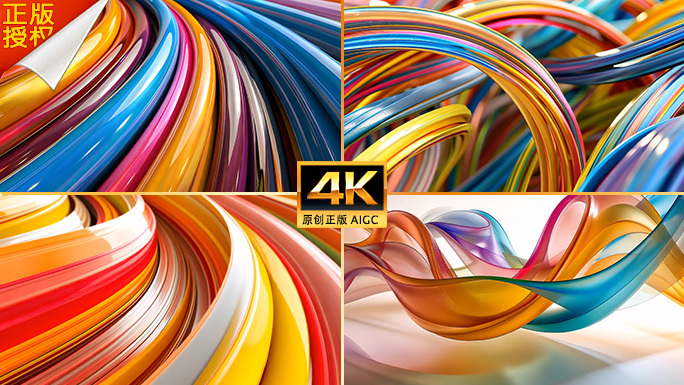 三维炫酷色彩线条片头动画背景 超现实空间