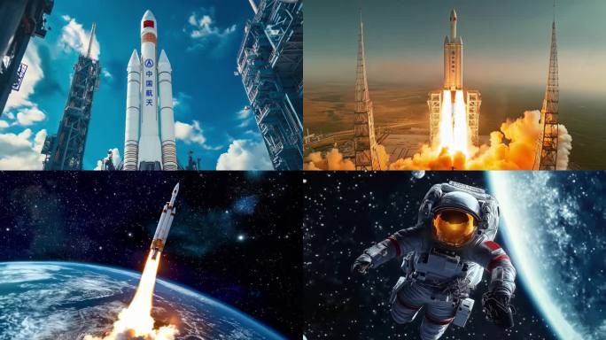火箭发射升空卫星宇航员登陆月球