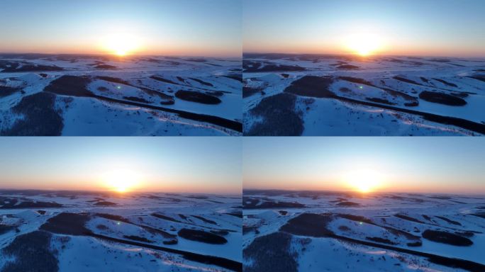 夕阳下的极寒雪原