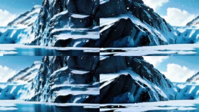 8K宽屏v景区极地冰川的蓝色冰缝深邃粒