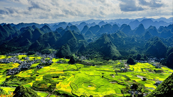 兴义万峰林山顶全景面貌延时、航拍4k