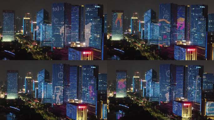 最新4K佛山南海千灯湖航拍夜景