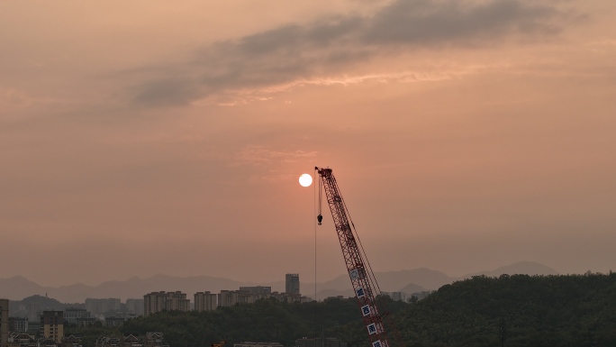 4K实拍视频城市日出延时摄影逆光建筑朝霞