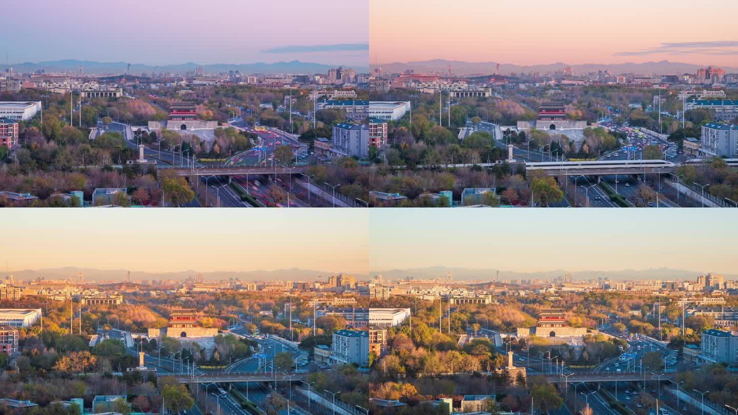 北京中轴线永定门日出光影