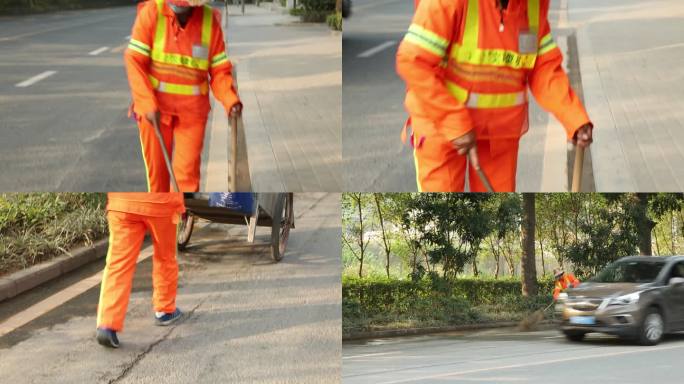 环卫工人街道清扫