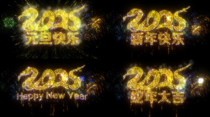 2025元旦新年过年烟花文字礼花(4款）