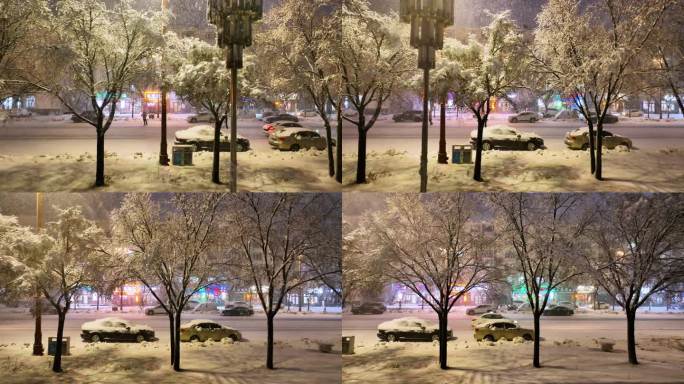 最冷城市根河雪夜灯光夜景