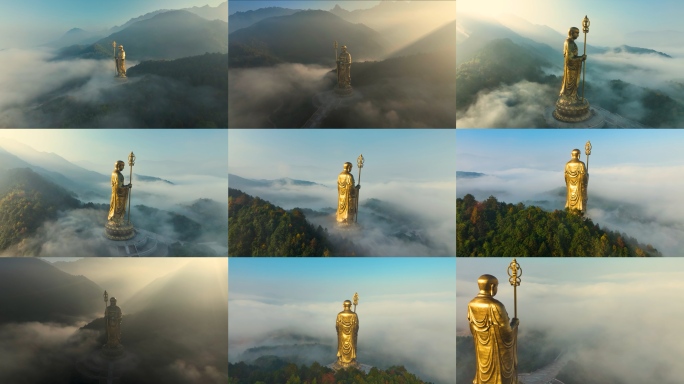 九华山云海 地藏王菩萨金身佛像