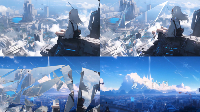 二次元玻璃裂开破碎文字转场