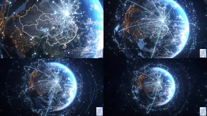 科技线条粒子地球c4d工程