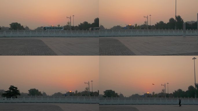 清晨北京中轴线起点永定门公园