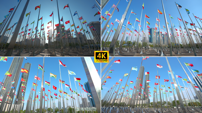 世界各国国旗飘扬