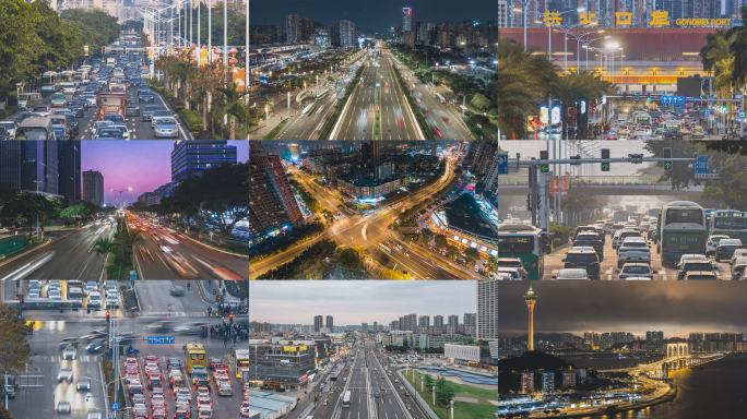城市旅游宣传片交通车流延时高清素材合集