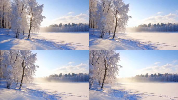 银装素裹的冰雪世界雾凇自然雪景
