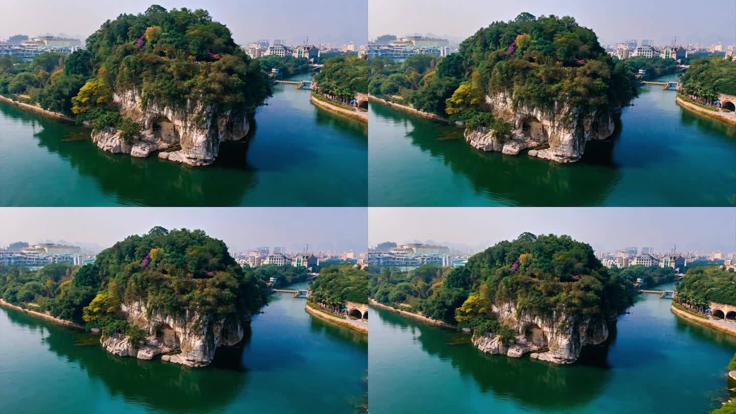 广西桂林象鼻山5A景区航拍