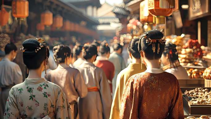 大运河唐朝市集古代市集大唐盛世古代集市