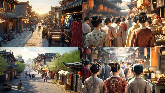 大运河唐朝市集古代市集大唐盛世古代集市
