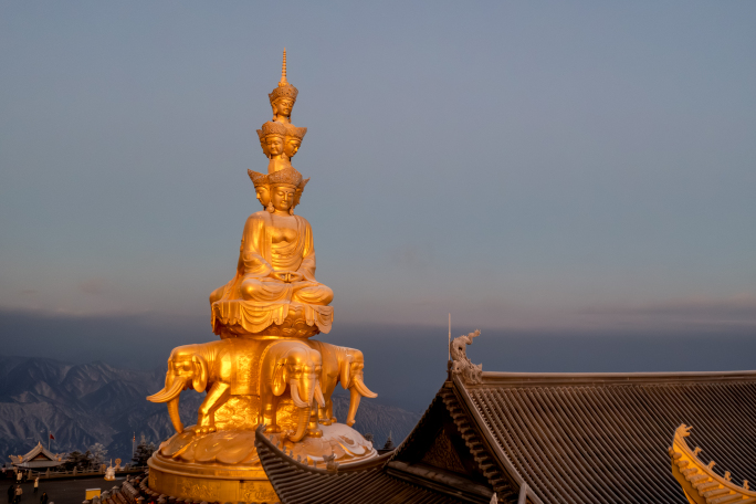 峨眉山金顶 雪景 日出 航拍视频