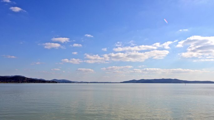 美丽苏州太湖远山天空白云延时